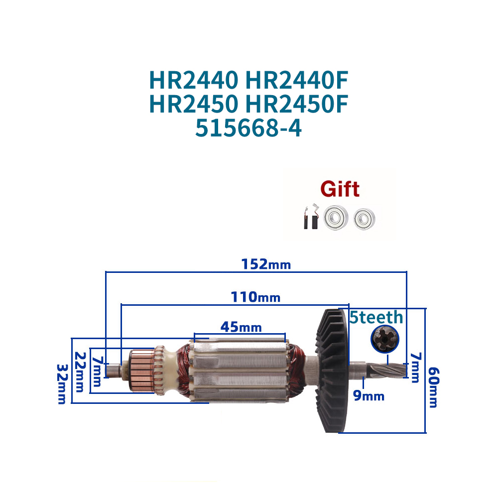 Makita Drill Hp1640 - Armatura 220-240V per Makita HR2440 HR2440F